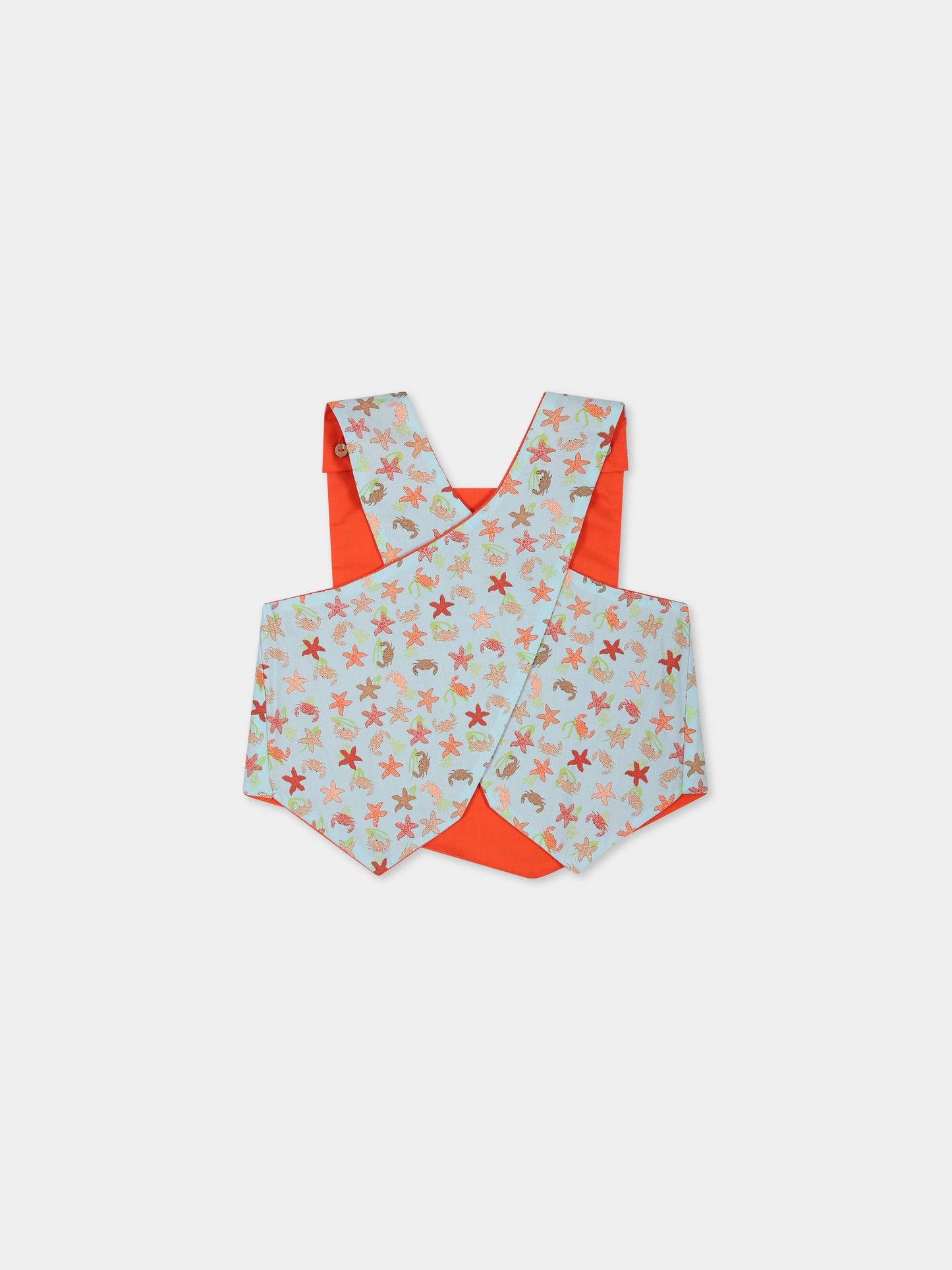 Top celeste double-face per neonata con stampa e logo,Farway Milano,TOP01PKT