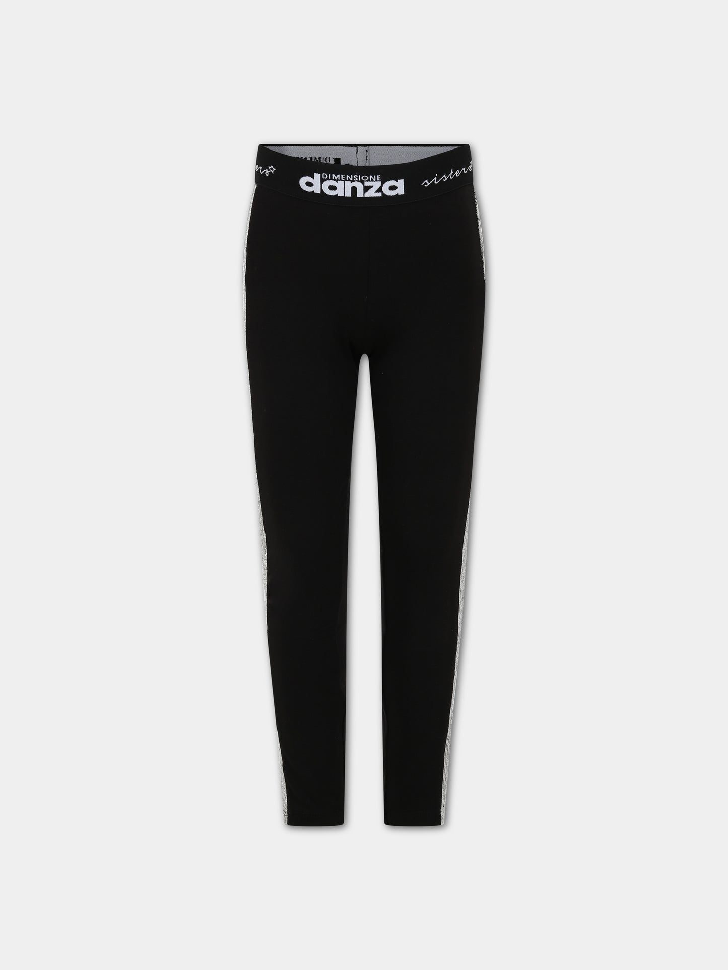 Leggings neri per bambina con logo,Dimensione Danza,031943 110