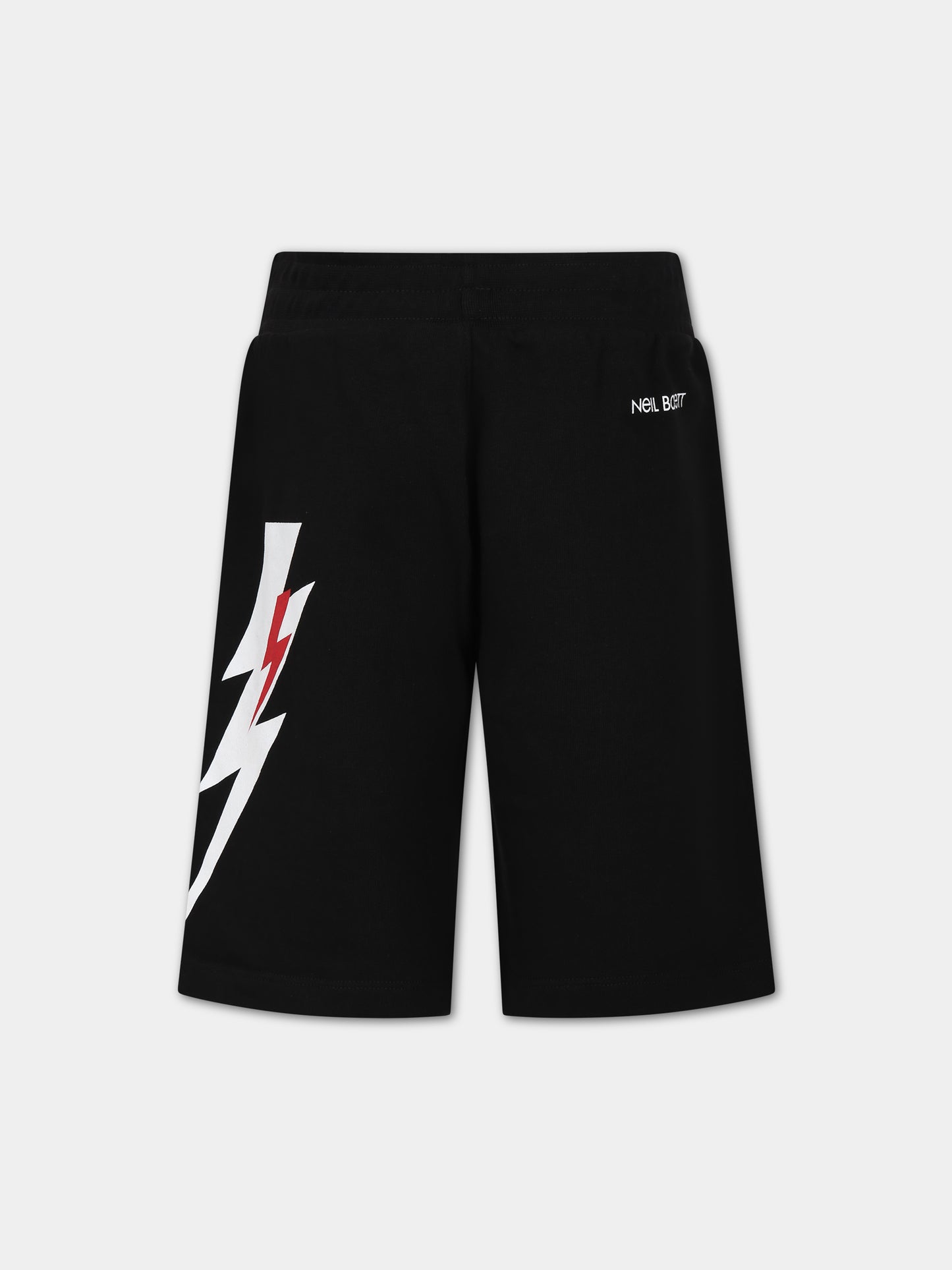 Shorts neri per bambino con iconiche saette e logo,Neil Barrett Kids,033583 110