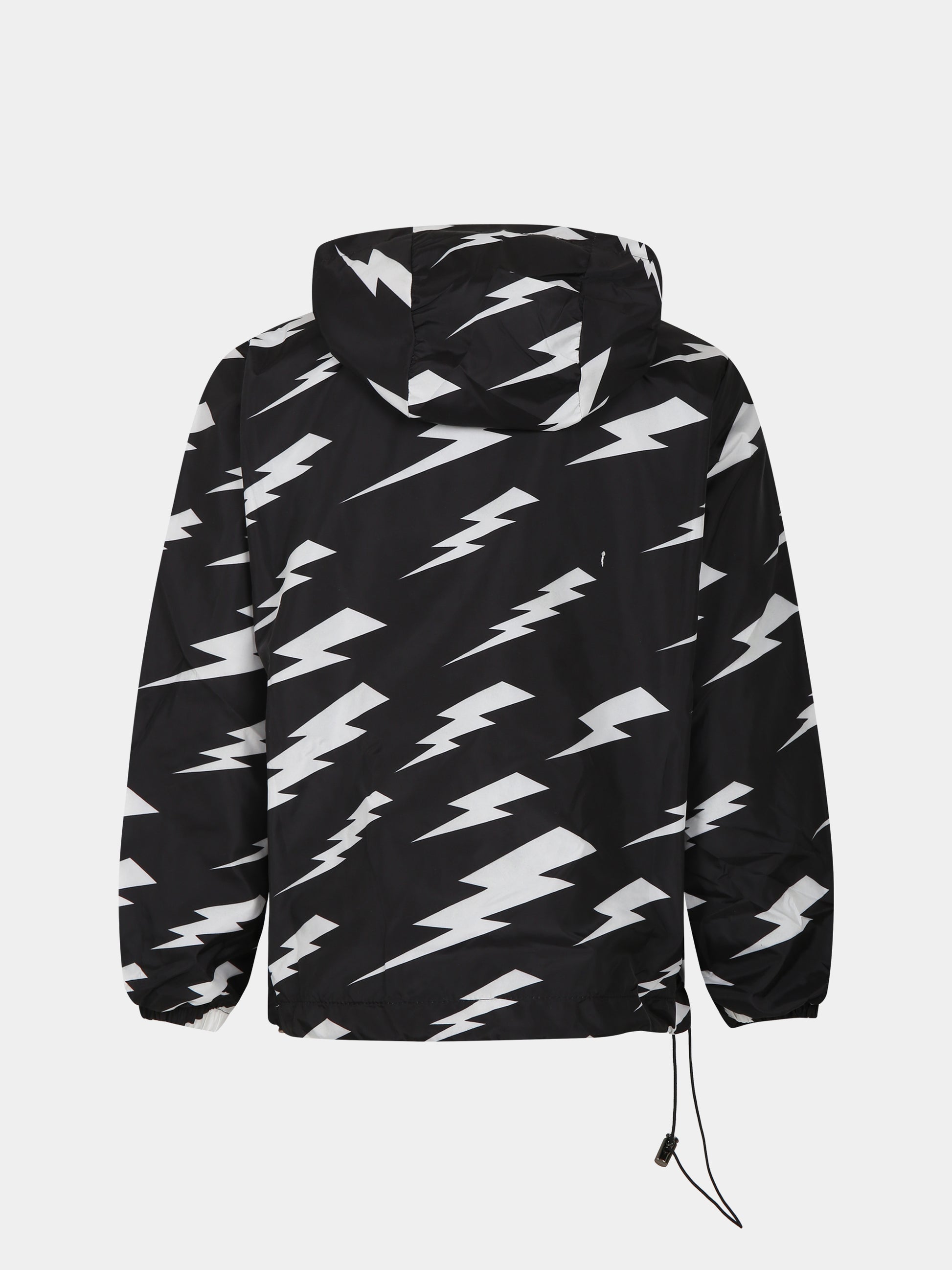 Giacca a vento nera per bambino con iconiche saette e logo,Neil Barrett Kids,033586 110