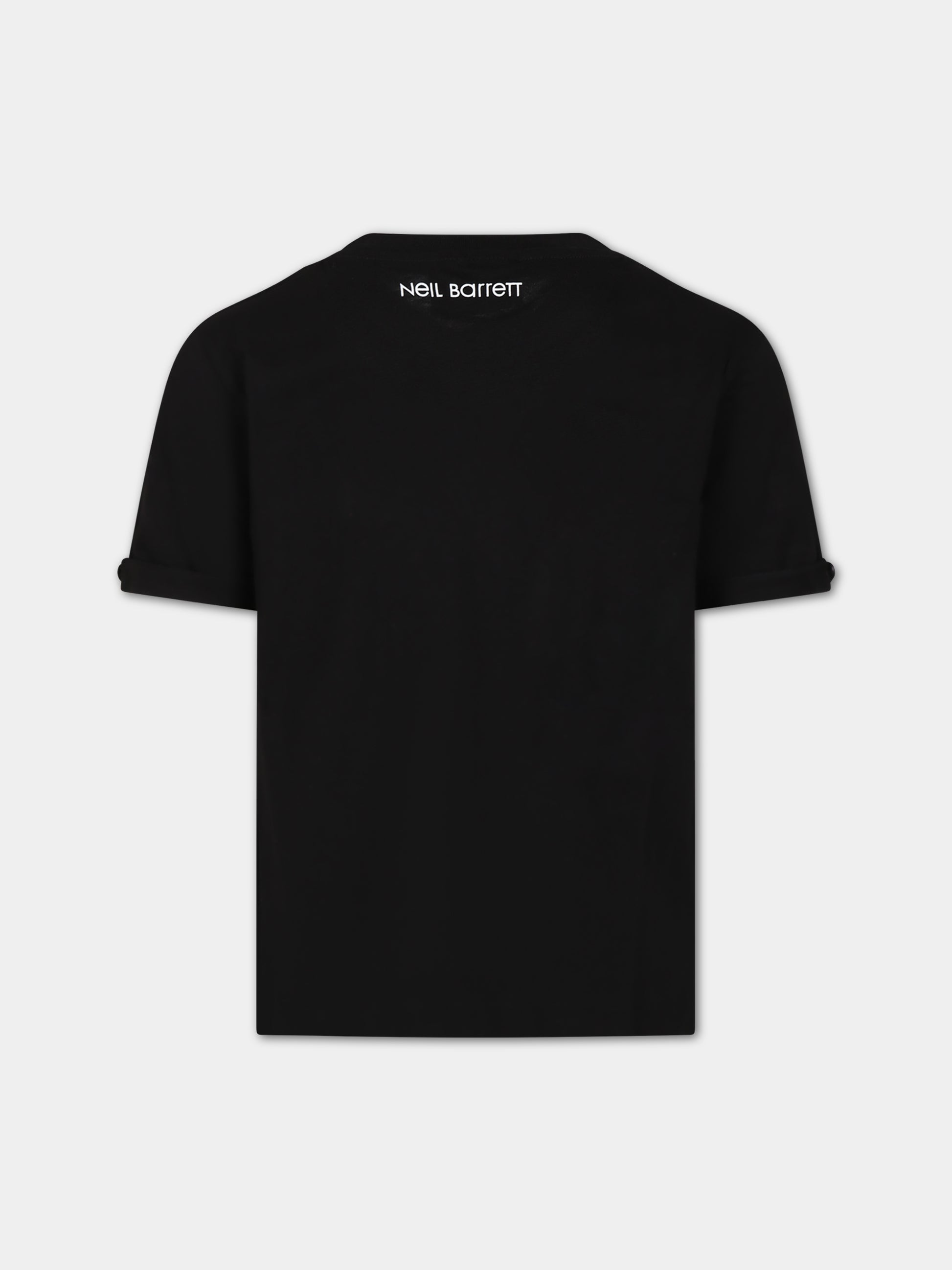 T-shirt nera per bambino con logo,Neil Barrett Kids,033588 110