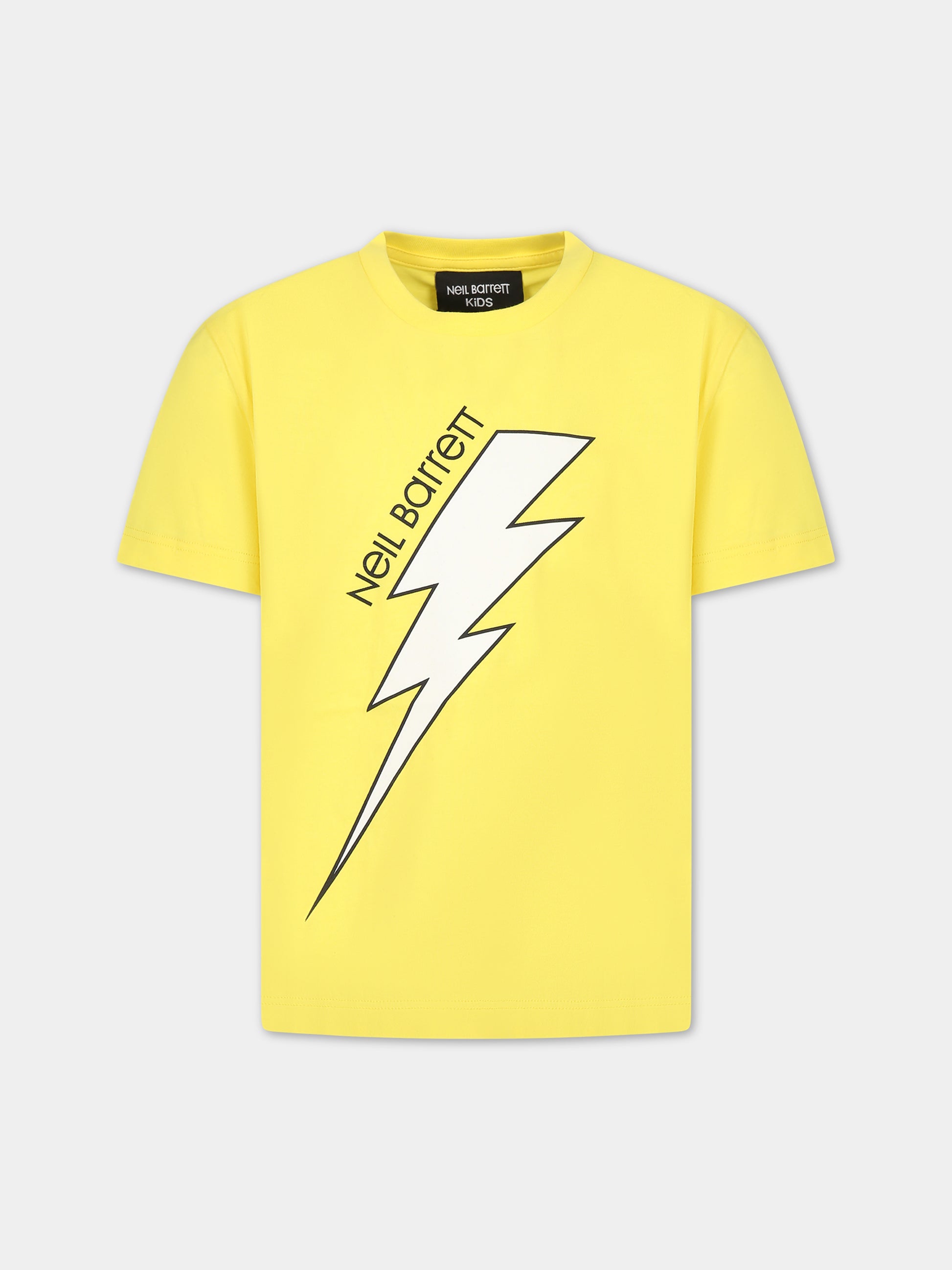 T-shirt gialla per bambino con iconica saetta e logo,Neil Barrett Kids,033589 020