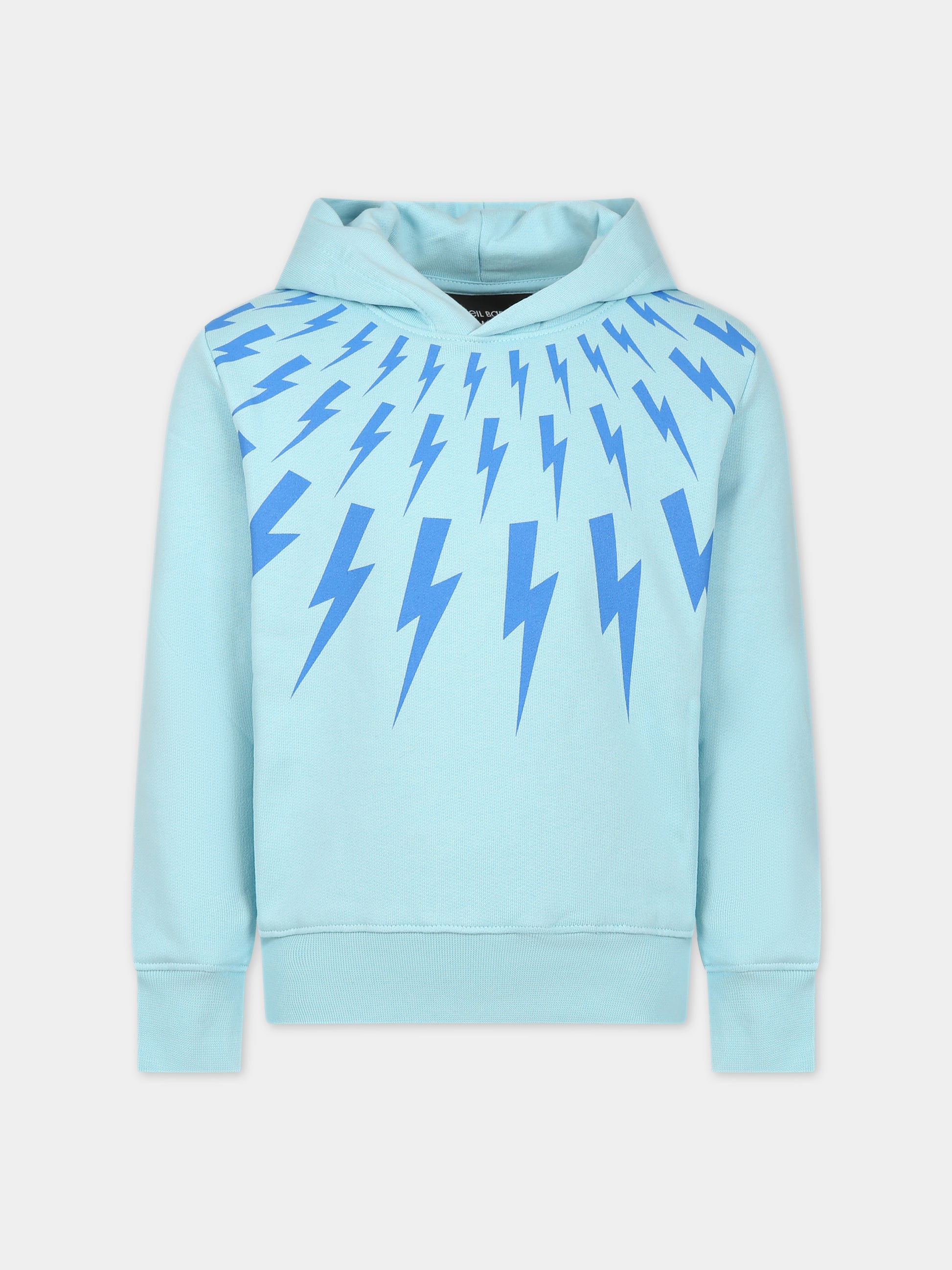 Felpa celeste con iconici fulmini blu per bambino,Neil Barrett Kids,033621 116