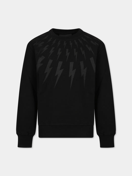 Felpa nera per bambino con iconcihe saette,Neil Barrett Kids,033622 110/10