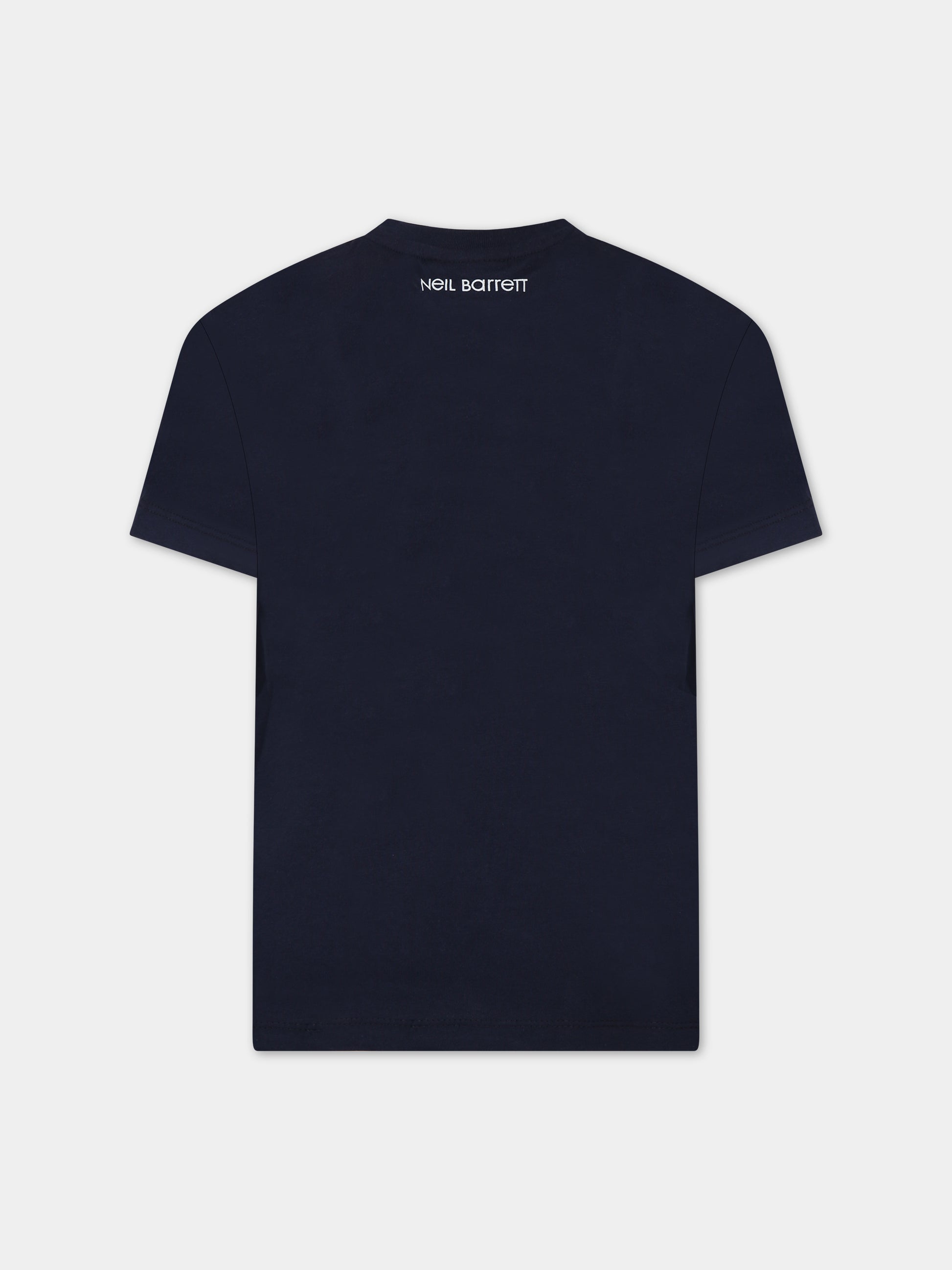 T-shirt blu per bambino con iconiche saette,Neil Barrett Kids,033652 060
