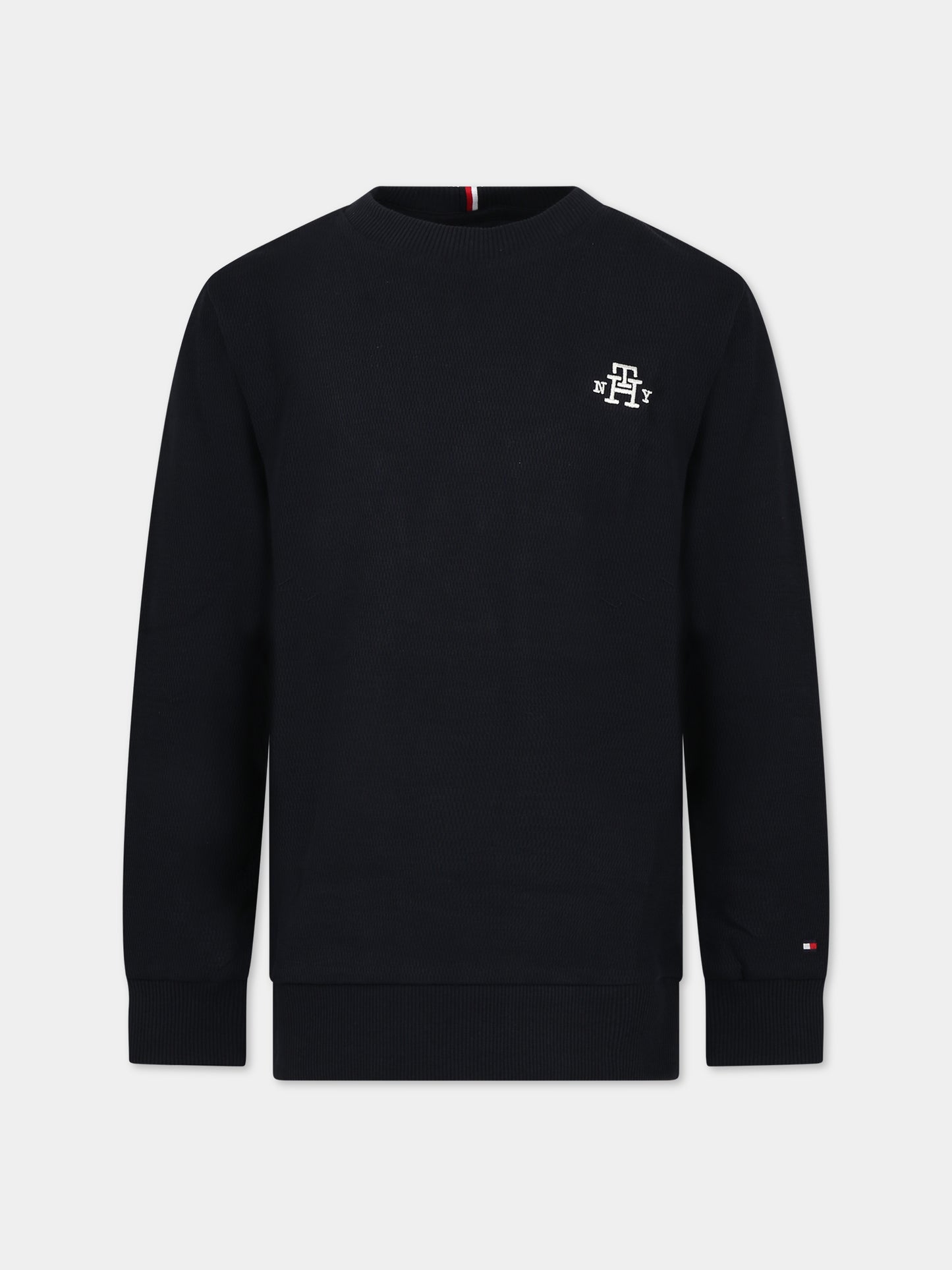 T-shirt blu per bambino con monogramma,Tommy Hilfiger Junior,KB0KB08350 DW5