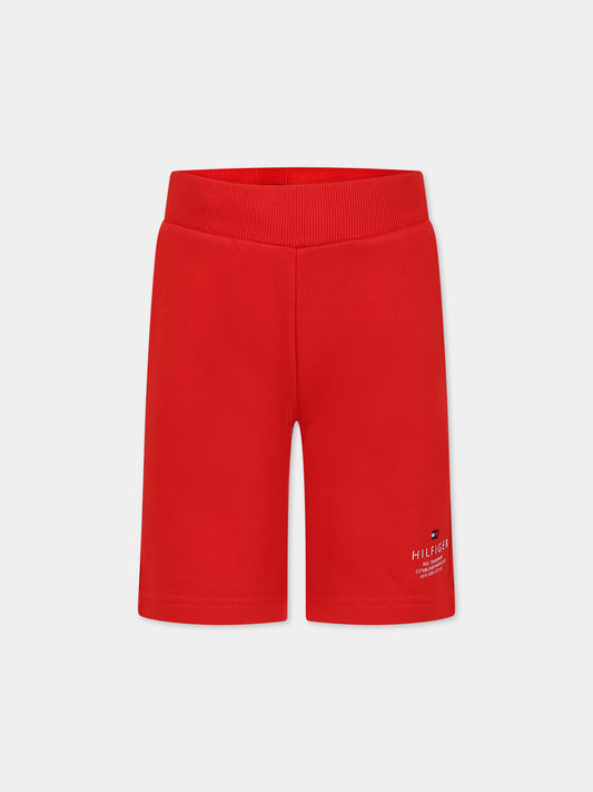 Shorts rossi per bambino con logo,Tommy Hilfiger Junior,KB0KB08115