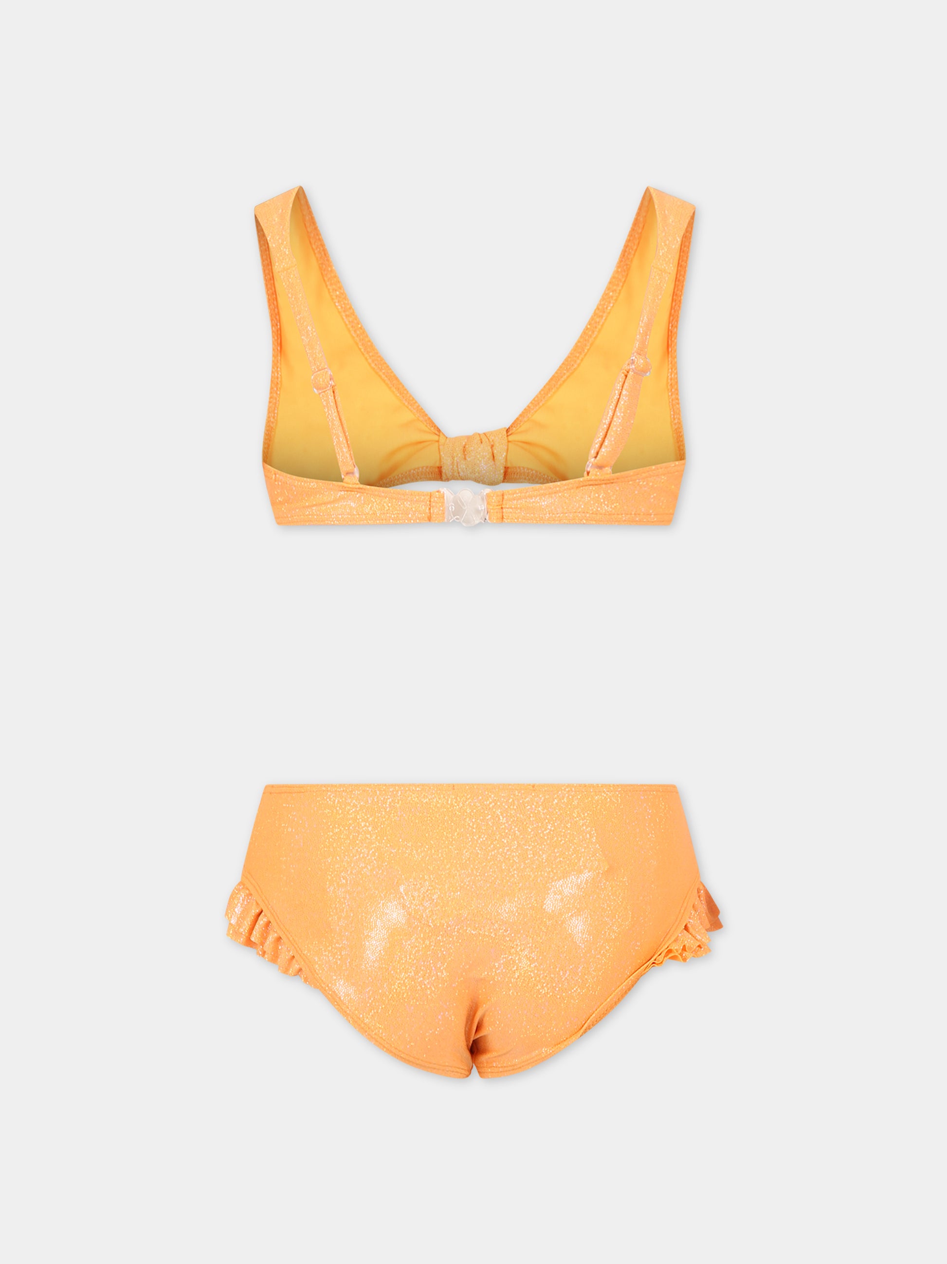 Bikini arancione per bambina con logo,Billieblush,U10509 41K