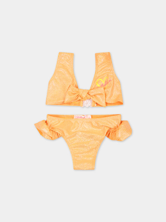 Bikini arancione per neonata con logo,Billieblush,U10509 41K
