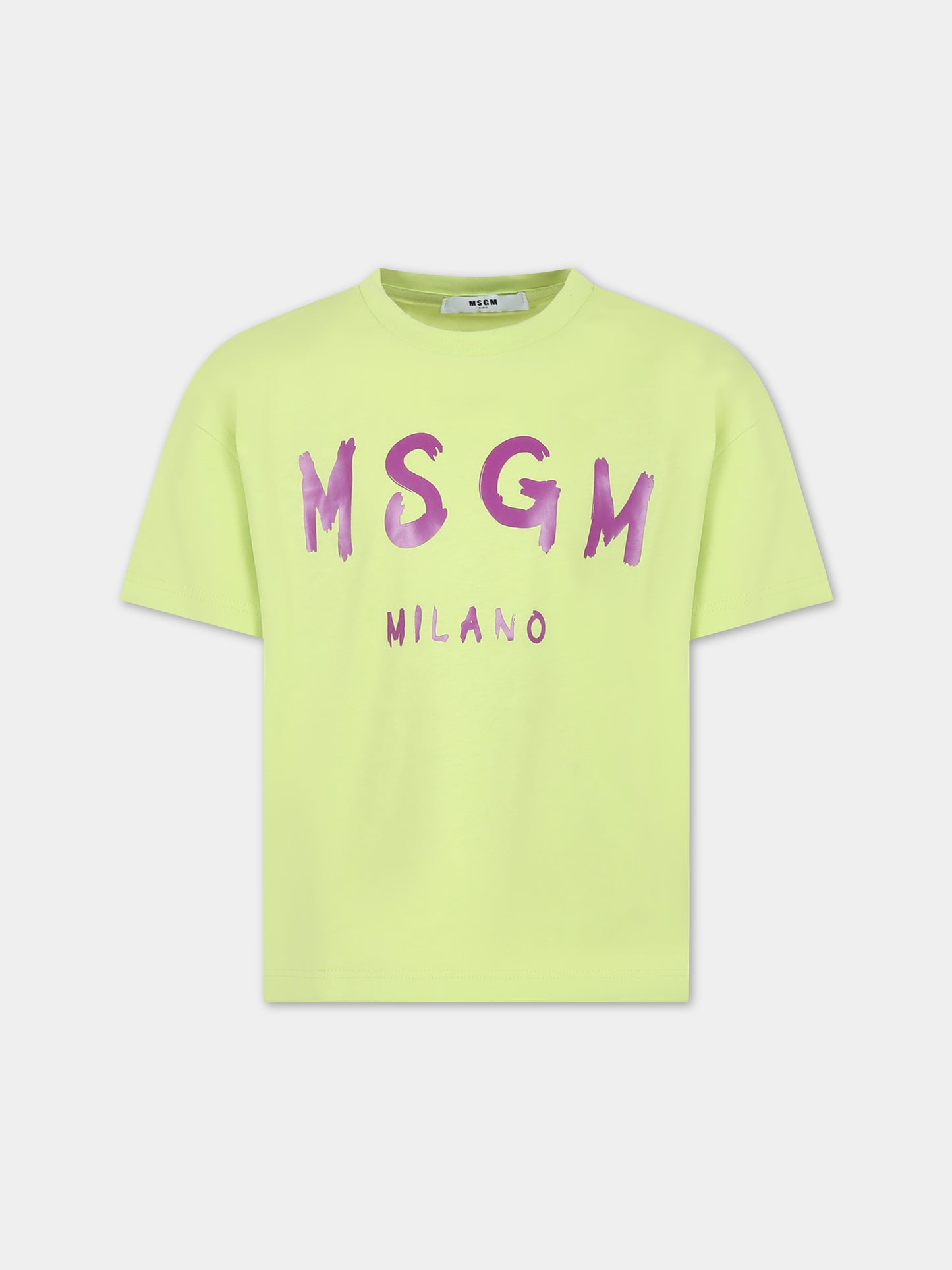 T-shirt gialla per bambini con logo,Msgm Kids,MS029315 086