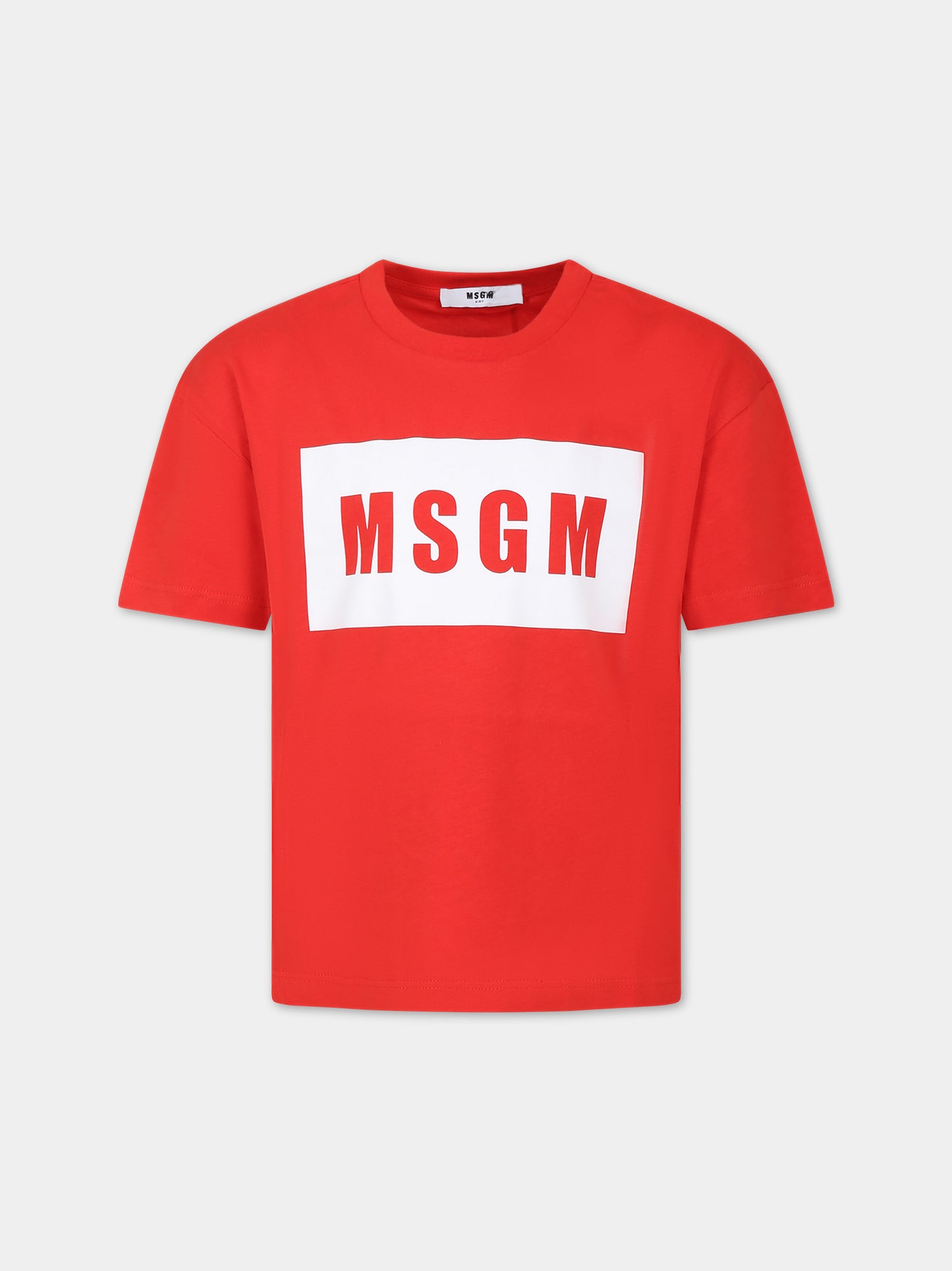 T-shirt rossa per bambini con logo,Msgm Kids,MS029317 040