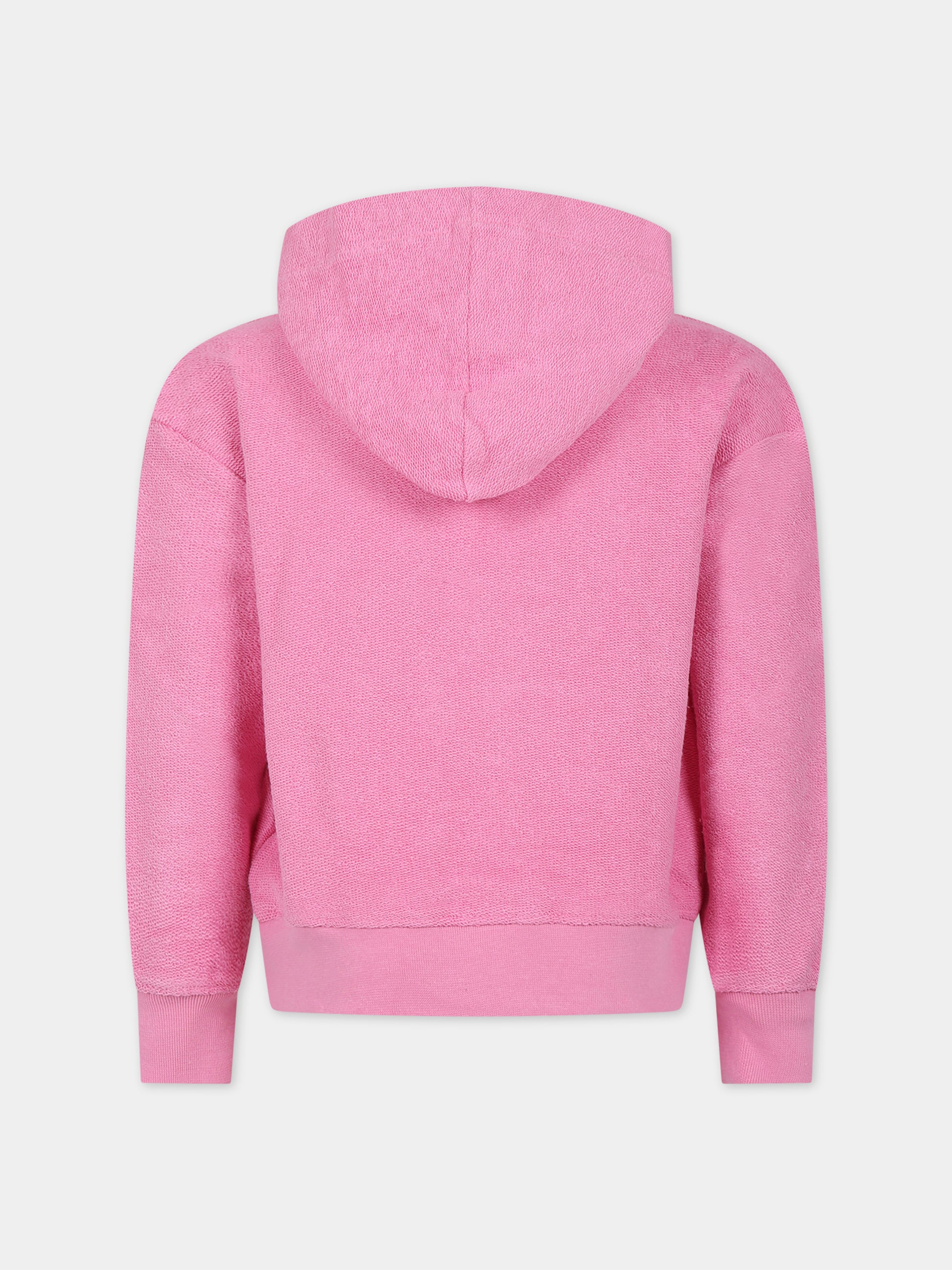 Felpa rosa per bambina con logo,Msgm Kids,MS029321 042