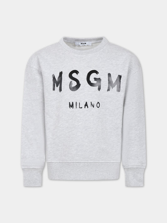 Felpa grigia per bambini con logo,Msgm Kids,MS029324 107