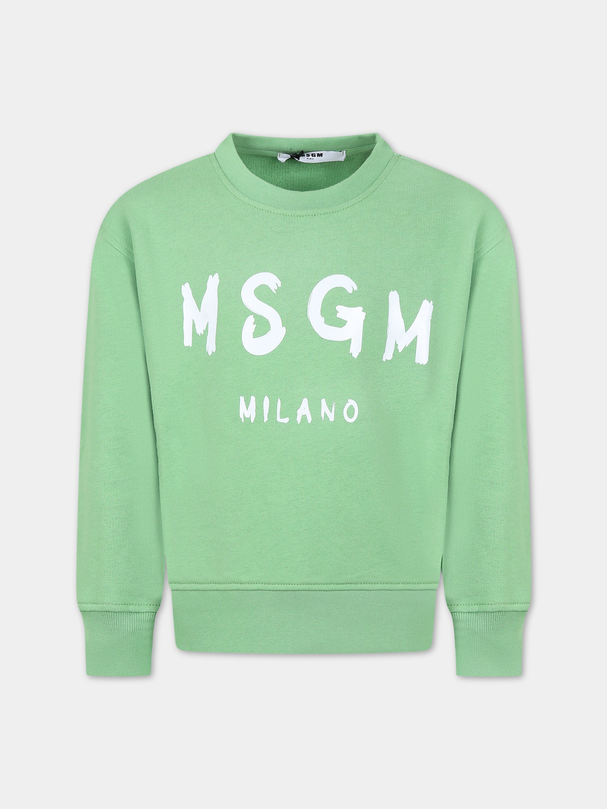 Felpa verde per bambini con logo,Msgm Kids,MS029324 902