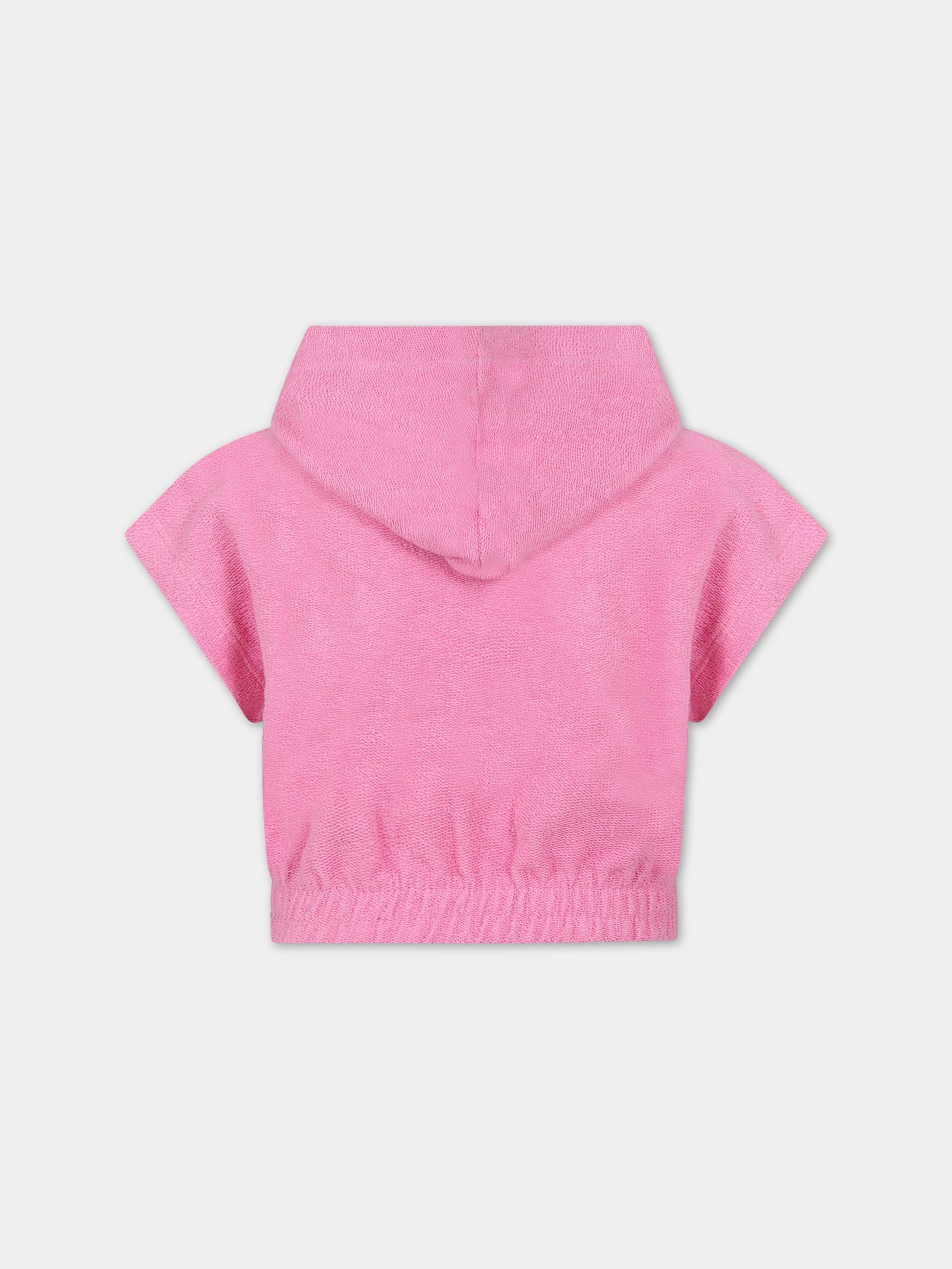 Felpa rosa per bambina con logo,Msgm Kids,MS029337 042