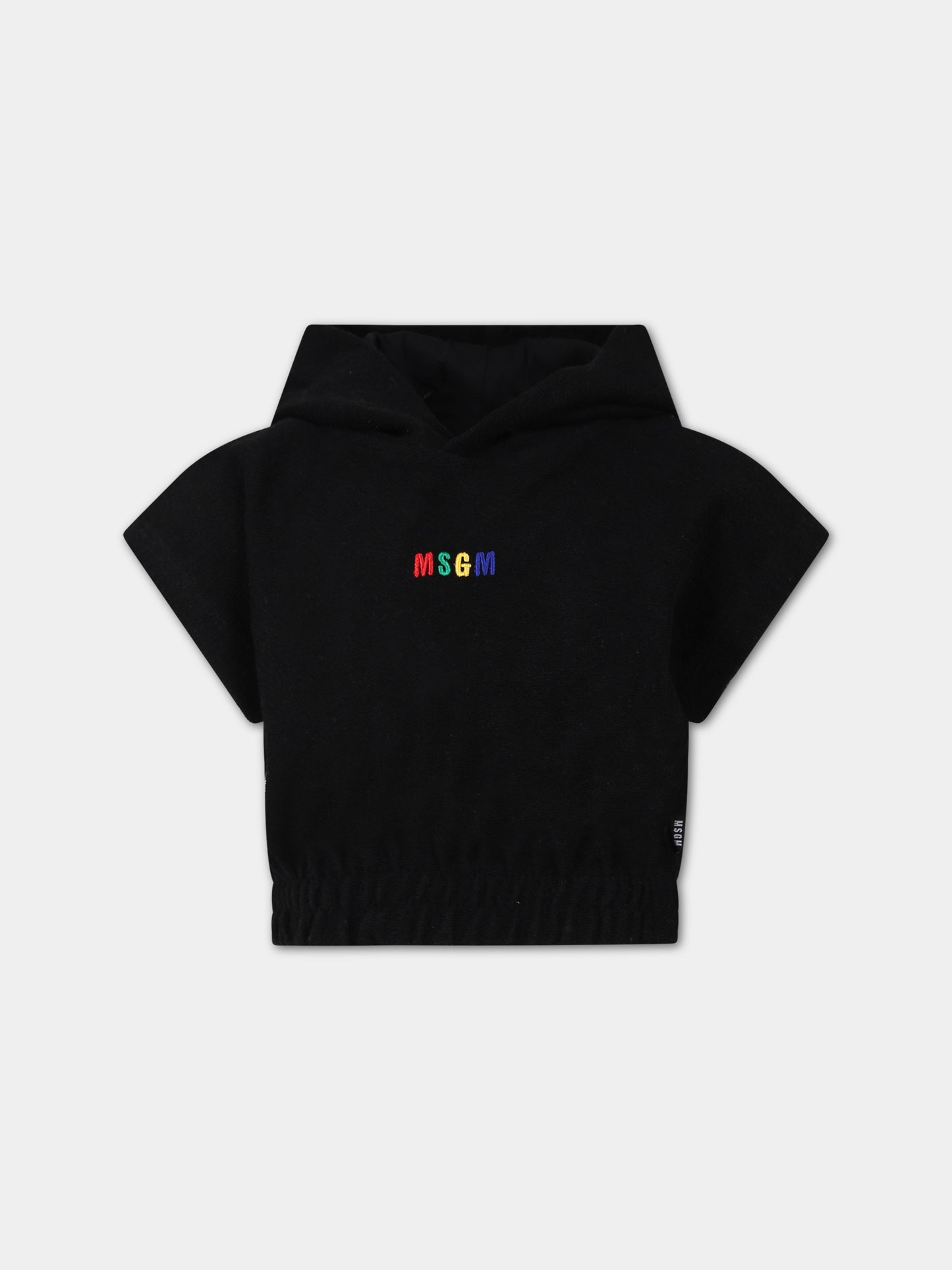 Felpa nera per bambina con logo,Msgm Kids,MS029337 110