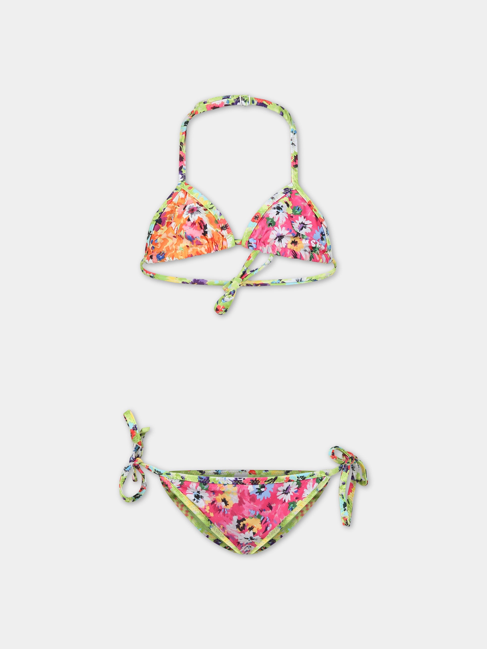 Bikini multicolor per bambina con stampa,Msgm Kids,MS029352 200