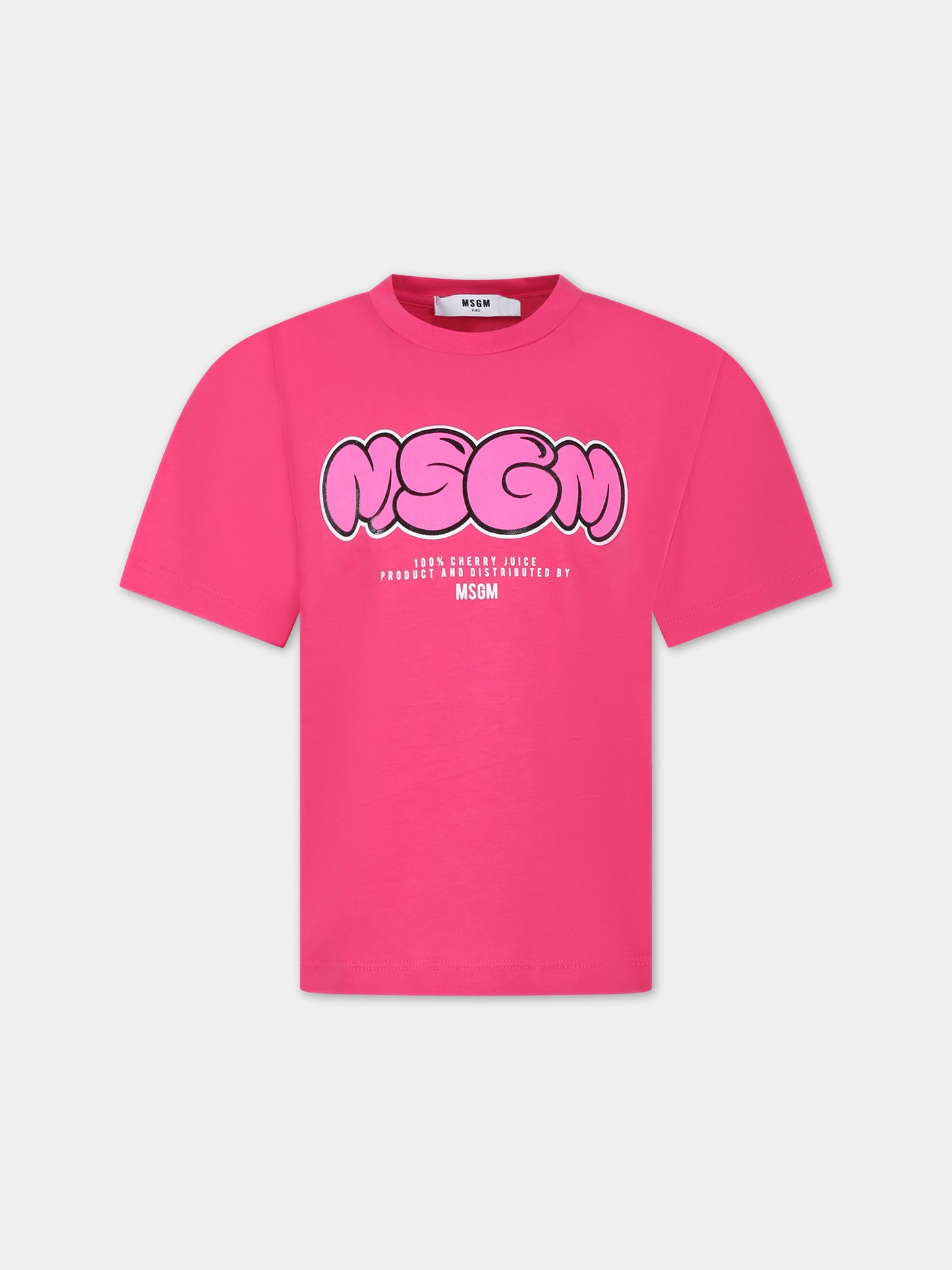 T-shirt fucsia per bambina con logo,Msgm Kids,MS029447 044