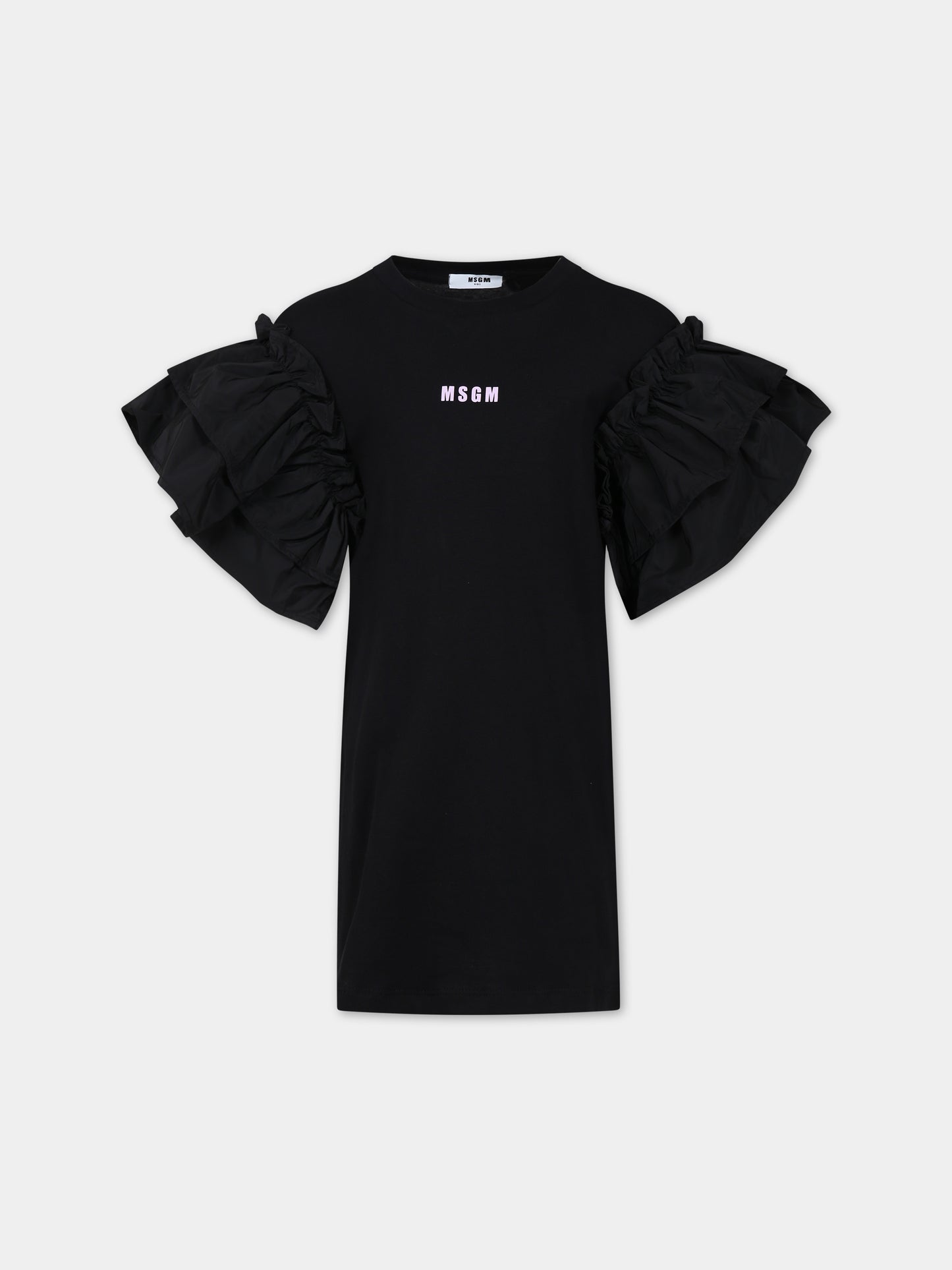 Vestito nero per bambina con logo,Msgm Kids,MS029452 110