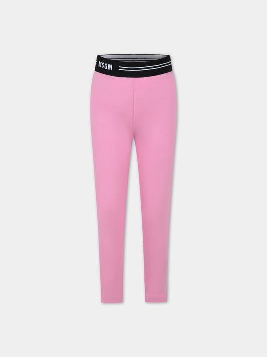 Leggings rosa per bambina con logo,Msgm Kids,MS029461 042