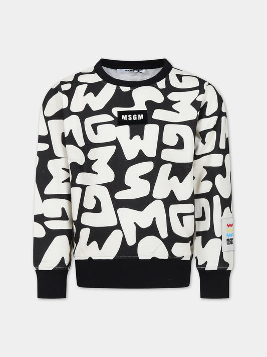 Felpa nera per bambino con logo,Msgm Kids,MS029498 200