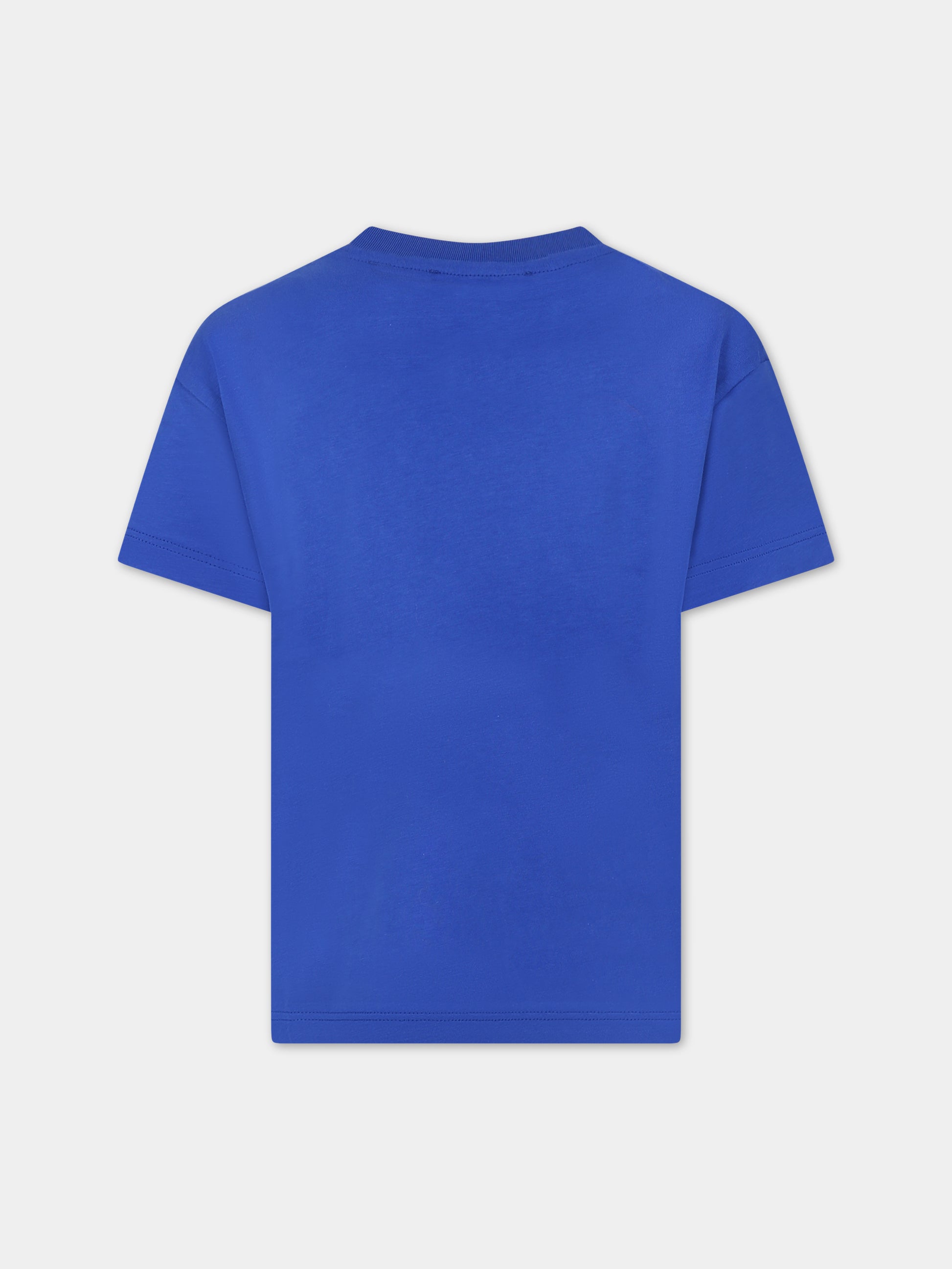 T-shirt blu per bambino con logo e stampa,Msgm Kids,MS029506 130