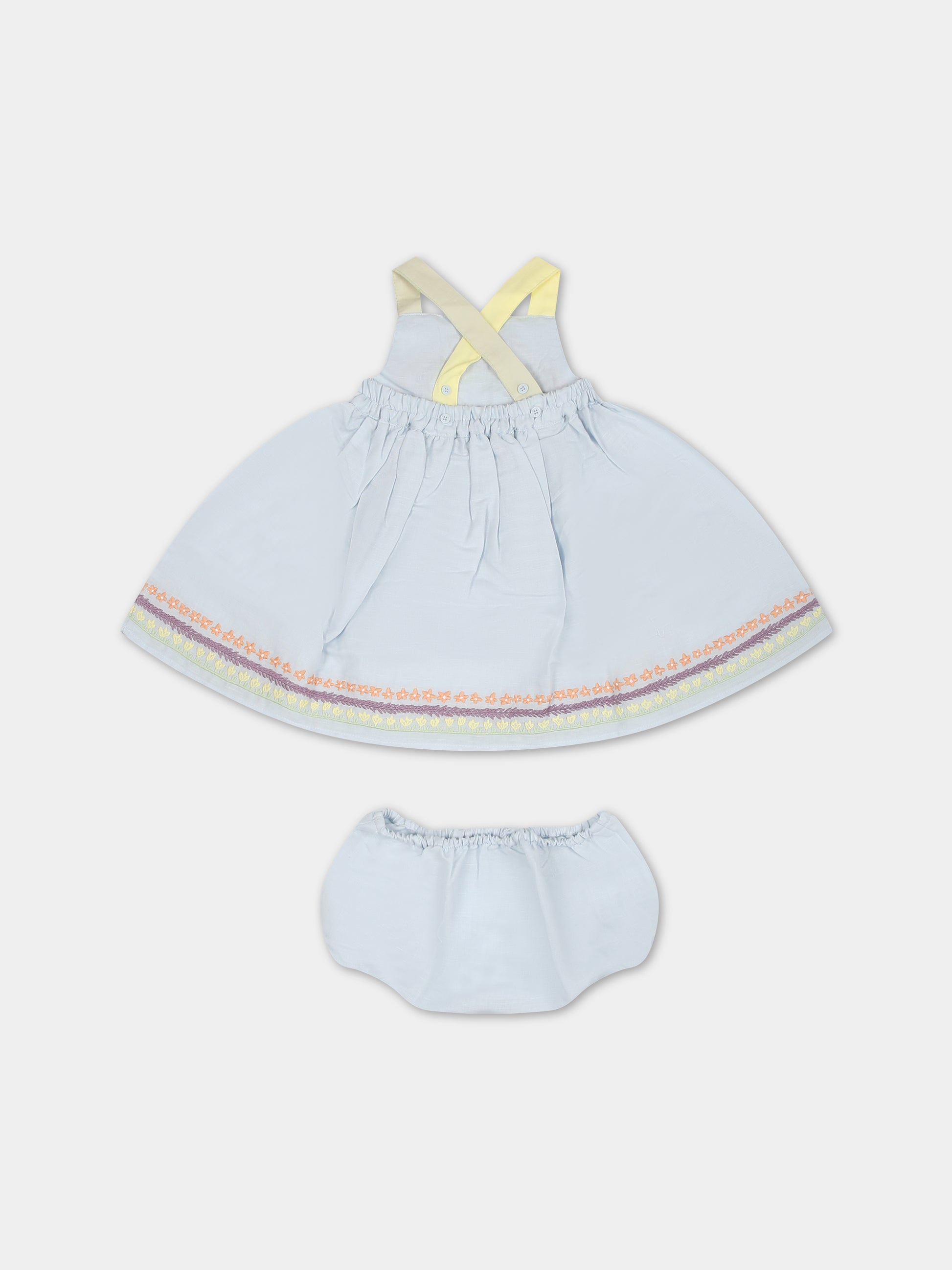 Vestito celeste per neonata con fiori,Stella Mccartney Kids,TS1142 Z0138 601