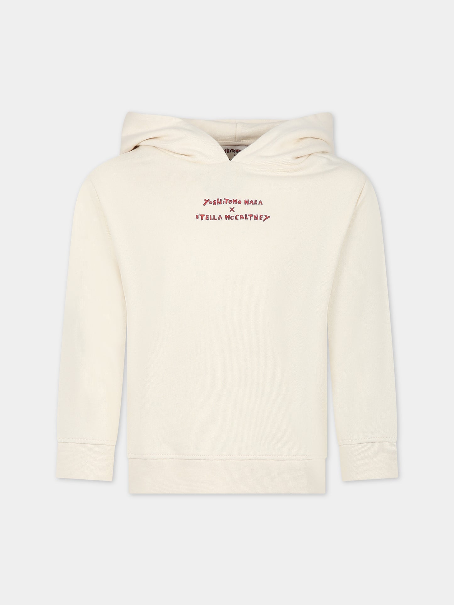 Felpa avorio per bambina con logo e stampa,Stella Mccartney Kids,TS4D40 Z0499 106